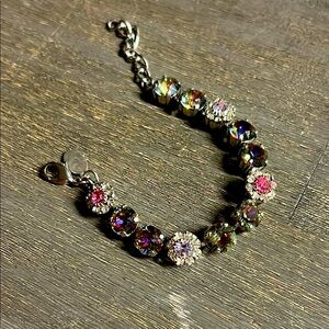 Bella B Y2K cushion cut crystal tennis‎ style bracelet pink & purple